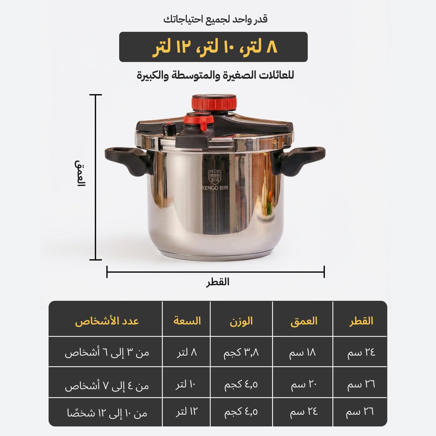 KENGQSTEEL® Pressure Pro –طبخ أسرع. أمان أعلى. وراحة بال كاملة